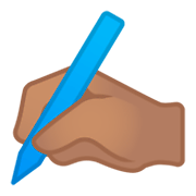 Emoji ✍🏽 Mano Che Scrive: Carnagione Olivastra su Google Android 9.0.