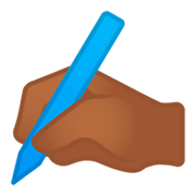 Emoji ✍🏾 Mano Che Scrive: Carnagione Abbastanza Scura su Google Android 9.0.