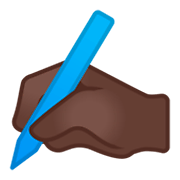 ✍🏿 Emoji schreibende Hand: dunkle Hautfarbe Google Android 9.0.