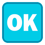 Großbuchstaben OK in blauem Quadrat HTC Sense 7.