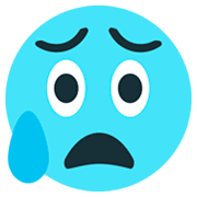 Emoji 😰 Faccina Blu Sudata su JoyPixels 1.0.
