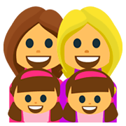 👩‍👩‍👧‍👧 Emoji Familie: Frau, Frau, Mädchen und Mädchen JoyPixels 1.0.