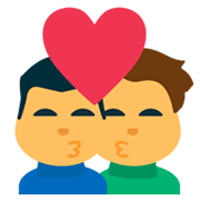 👨‍❤️‍💋‍👨 Emoji sich küssendes Paar: Mann, Mann JoyPixels 1.0.