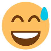 Emoji 😅 Faccina Con Un Gran Sorriso E Goccia Di Sudore su JoyPixels 1.0.