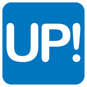 🆙 Emoji Schriftzug „UP!“ im blauen Quadrat JoyPixels 1.0.