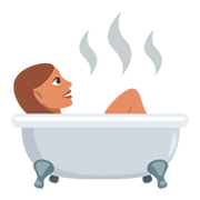 Emoji 🛀🏽 Persona Che Fa Il Bagno: Carnagione Olivastra su JoyPixels 3.0.