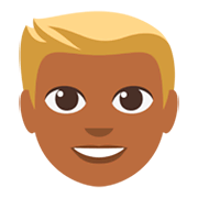 Émoji 👱🏾‍♂️ Homme Blond : Peau Mate sur JoyPixels 3.0.