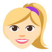 👱🏻‍♀️ Emoji Frau: helle Hautfarbe, blond JoyPixels 3.0.