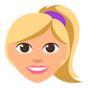 Émoji 👱🏼‍♀️ Femme Blonde : Peau Moyennement Claire sur JoyPixels 3.0.