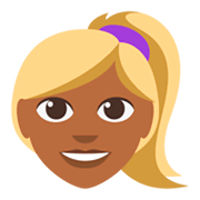 👱🏾‍♀️ Emoji Mulher: Pele Morena Escura E Cabelo Loiro na JoyPixels 3.0.