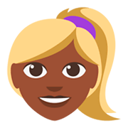 👱🏿‍♀️ Emoji Frau: dunkle Hautfarbe, blond JoyPixels 3.0.