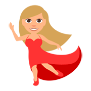 💃🏼 Emoji tanzende Frau: mittelhelle Hautfarbe JoyPixels 3.0.