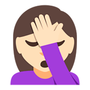 🤦🏻 Emoji Persona Con La Mano En La Frente: Tono De Piel Claro en JoyPixels 3.0.