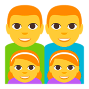 👨‍👨‍👧‍👧 Emoji Familie: Mann, Mann, Mädchen und Mädchen JoyPixels 3.0.