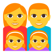 👨‍👩‍👧‍👧 Emoji Familie: Mann, Frau, Mädchen und Mädchen JoyPixels 3.0.