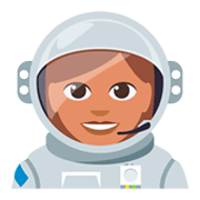 Émoji 👩🏽‍🚀 Astronaute Femme : Peau Légèrement Mate sur JoyPixels 3.0.
