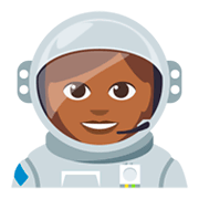 👩🏾‍🚀 Emoji Astronautin: mitteldunkle Hautfarbe JoyPixels 3.0.