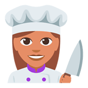 Emoji 👩🏽‍🍳 Cuoca: Carnagione Olivastra su JoyPixels 3.0.