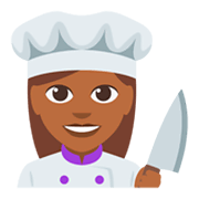 👩🏾‍🍳 Emoji Cozinheira: Pele Morena Escura na JoyPixels 3.0.