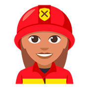 👩🏽‍🚒 Emoji Feuerwehrfrau: mittlere Hautfarbe JoyPixels 3.0.