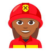 👩🏾‍🚒 Emoji Feuerwehrfrau: mitteldunkle Hautfarbe JoyPixels 3.0.