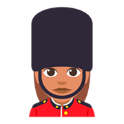 Emoji 💂🏽‍♀️ Guardia Donna: Carnagione Olivastra su JoyPixels 3.0.