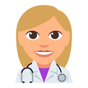 👩🏼‍⚕️ Emoji Profesional Sanitario Mujer: Tono De Piel Claro Medio en JoyPixels 3.0.