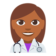 👩🏾‍⚕️ Emoji Mulher Profissional Da Saúde: Pele Morena Escura na JoyPixels 3.0.