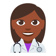 👩🏿‍⚕️ Emoji Mulher Profissional Da Saúde: Pele Escura na JoyPixels 3.0.