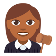 👩🏾‍⚖️ Emoji Juíza: Pele Morena Escura na JoyPixels 3.0.
