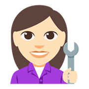 Emoji 👩🏻‍🔧 Meccanico Donna: Carnagione Chiara su JoyPixels 3.0.
