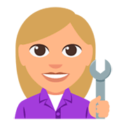 👩🏼‍🔧 Emoji Mecánica: Tono De Piel Claro Medio en JoyPixels 3.0.