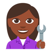 👩🏿‍🔧 Emoji Mecánica: Tono De Piel Oscuro en JoyPixels 3.0.