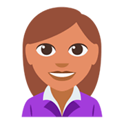 👩🏽‍💼 Emoji Funcionária De Escritório: Pele Morena na JoyPixels 3.0.