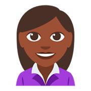 👩🏿‍💼 Emoji Funcionária De Escritório: Pele Escura na JoyPixels 3.0.