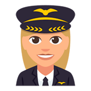 👩🏼‍✈️ Emoji Piloto De Avião Mulher: Pele Morena Clara na JoyPixels 3.0.