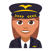 👩🏽‍✈️ Emoji Piloto De Avião Mulher: Pele Morena na JoyPixels 3.0.