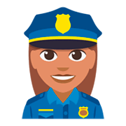 👮🏽‍♀️ Emoji Polizistin: mittlere Hautfarbe JoyPixels 3.0.