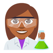 👩🏾‍🔬 Emoji Wissenschaftlerin: mitteldunkle Hautfarbe JoyPixels 3.0.
