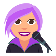 👩🏼‍🎤 Emoji Cantante Mujer: Tono De Piel Claro Medio en JoyPixels 3.0.