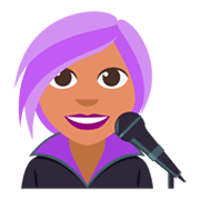 Emoji 👩🏽‍🎤 Cantante Donna: Carnagione Olivastra su JoyPixels 3.0.