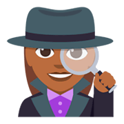 🕵🏾‍♀️ Emoji Detective Mujer: Tono De Piel Oscuro Medio en JoyPixels 3.0.