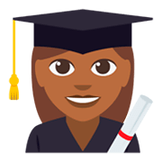 Emoji 👩🏾‍🎓 Studentessa: Carnagione Abbastanza Scura su JoyPixels 3.0.