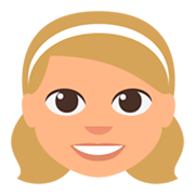 👧🏼 Emoji Mädchen: mittelhelle Hautfarbe JoyPixels 3.0.