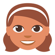 👧🏽 Emoji Mädchen: mittlere Hautfarbe JoyPixels 3.0.