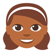 👧🏾 Emoji Mädchen: mitteldunkle Hautfarbe JoyPixels 3.0.
