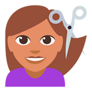 💇🏽 Emoji Pessoa Cortando O Cabelo: Pele Morena na JoyPixels 3.0.