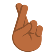 🤞🏾 Emoji Hand mit gekreuzten Fingern: mitteldunkle Hautfarbe JoyPixels 3.0.