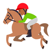 🏇🏾 Emoji Pferderennen: mitteldunkle Hautfarbe JoyPixels 3.0.