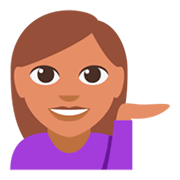 Emoji 💁🏽 Persona Al Punto Informazioni: Carnagione Olivastra su JoyPixels 3.0.